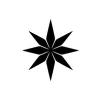 Bold, symmetrical black eightpointed star glyph on clean white background, minimalist aesthetic with sharp geometry. vector