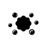 Abstract Black Shape Surrounded by Spherical Bubbles on a Pure White Background vector