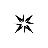 Abstract Black Starburst on White Background, Minimalist Geometric Pattern with Sharp Lines and Contrasting Colors. vector