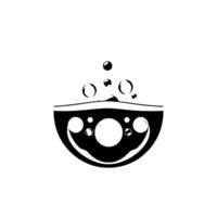 Minimalist Black and White Illustration of Bubbles Rising from a Smiling, Bowllike Shape, Suggesting Freshness and Cleansing. vector
