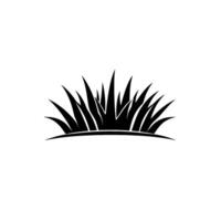 A minimalist, highcontrast, black and white illustration depicting a dense clump of grass blades against a blank white background. vector