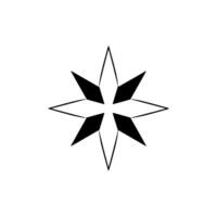 Minimalist EightPointed Star with Bold Black and White Geometric Shape, Centered on Plain White Background. vector
