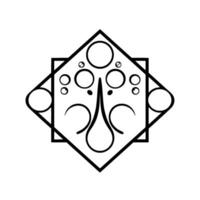 Abstract symmetrical black and white geometric composition a diamond framework with circles and curves creating a balanced, modern . vector