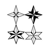 FourPointed Stars with Different Shades of Grey and White, Arranged in a Square Pattern, Against a White Background vector