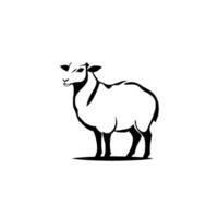 Minimalist Black and White Illustration of a Sheep Standing on a White Background. Simple and clean . vector