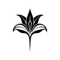 Elegant Black and White Lily Flower with Graceful Symmetry, Perfect for Logos and Decorative Elements. vector