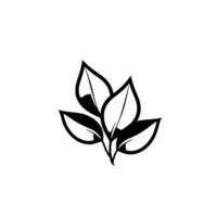 Stylized Monochrome Leaf Arrangement with Bold Outlines on White Background, Minimalist . vector