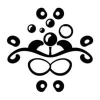 Symmetrical Black and White Abstract Floral Composition with Spherical Elements and Ornate Curvilinear Forms, Isolated on White. vector