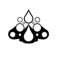 Abstract Black White Dropshaped elements circles, symmetrically arranged on a white backdrop, minimalistic and modern. vector