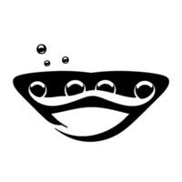 Minimalist Black and White Illustration of a stylized aquatic creature with bubble accents, evoking a sense of tranquility and simplicity. vector