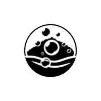 Abstract Minimalist Black and White Circle with Bubbles and a Layered Effect, Suggesting a Microscopic or Planetary Theme. vector