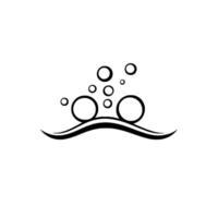 Minimalist Black and White Depicting Bubbles Rising Above a Wave, Suggesting Freshness or Fluid Dynamics. vector
