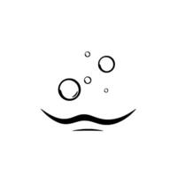 Minimalist Black and White Illustration of Bubbles Rising Above a Curved Line Representing Water or a Surface vector