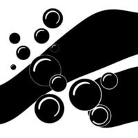 Abstract black and white featuring bubbles of varying sizes layered over a wavy background, creating a visually dynamic composition. vector