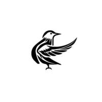 Black and White Silhouette Bird Emblem with Open Wing, Minimalist , White Background, Modern . vector