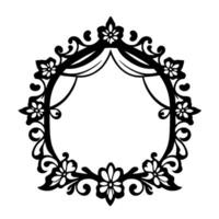 Ornate Black Floral and Scroll Border Frame with Blank Interior, Elegant and Decorative, Isolated. vector