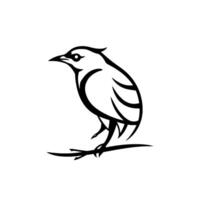 Minimalist Black and White Illustration of a Bird Perched on a Branch, Clean Aesthetic . vector