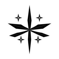 Geometric Black and White Featuring a Central Starburst with Accompanying Smaller Star Shapes, Minimalist and Modern Aesthetic vector