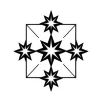 Black and White Geometric SixPointed Stars Arranged Within a Square Grid, Modern and Abstract Aesthetic. vector