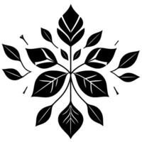 Symmetrical black and white stylized leaf with gradient accents radiating outward, minimalist botanical art. vector