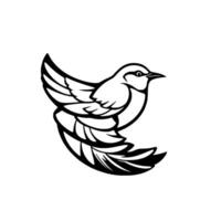 Stylized Black and White Bird in Flight, Illustration for Logos and , Against White Background, Dynamic Lines, Geometric Form. vector