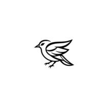 Minimalist Black and White Line Art of a Bird on a White Background, Simple Concept. vector