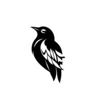 Minimalist Black Bird Silhouette with Feathered Details on White Background, Simple and Elegant . vector