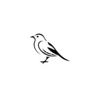 Minimalist Black and White Bird Silhouette, Perched on a White Background, Illustrative or vector