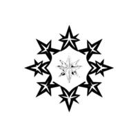 Geometric Black and Gray EightPointed Star Mandala with a Central EightPointed Star on a White Background. vector