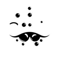 Whimsical Black and White of a Face Composed of Bubbles and Curved Shapes, Expressing an Artistic and Abstract vector
