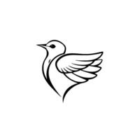 Minimalist Black and White Illustration of a Dove in Flight, Symbolic of Peace, Purity, and Grace, set against a clean white background vector