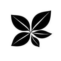 Symmetrical Black Leaf Cluster on White Background Botanical Minimalism, Monochromatic Nature . vector