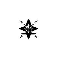 Abstract Black Starburst on White, Featuring Layered Geometric Shapes and Pointed Elements. vector