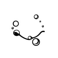 Abstract Black and White Composition Featuring Bubbles and a Curvilinear Line, Suggesting Fluidity and Organic Form on White Background. vector