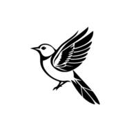 Minimalist Illustration of a Bird in Flight with Black and White Lines Against a White Background. vector