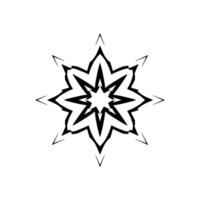 Geometric Abstract Starburst Mandala with Eight Pointed Symmetry, Bold Black and White Contrast, Minimalist Aesthetic. vector