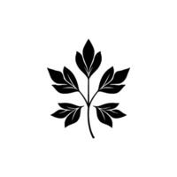 A stark, symmetrical, and minimalist black leaf pattern against a bright white background, perfect for logos and designs. vector