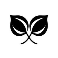 Stylized black leaf , two overlapping leaves with white accents, simple, naturethemed emblem on a white background. vector