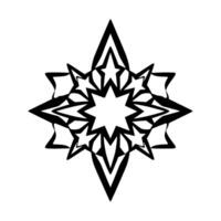 Abstract Black and White Geometric Starburst Pattern with Layered Star Shapes and Minimalist on White Background. vector