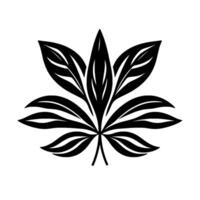 Bold Black and White Illustration of a Stylized, Symmetrical Leaf with Intricate Vein Patterns and a Minimalist Aesthetic on a Clean White Background. vector