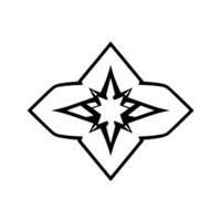 Geometric Black and White Starburst, Within a Quatrefoil Shape, Sharp Angular , Minimalist Modern Aesthetic. vector