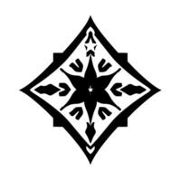Symmetrical Black and White Geometric Starburst with Star Element in a Square Diamond Composition. vector
