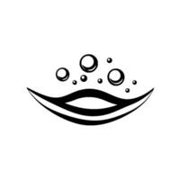 Minimalist Black and White Abstract Shape Resembling a Smile with Rising Bubbles. vector