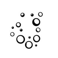 resumen minimalista composición negro burbujas de variar tamaños arreglado en contra un puro blanco fondo, evocando un sentido de flotante y movimiento. vector