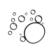 Abstract illustration of varioussized bubbles with bold black outlines and subtle internal highlights against a stark white backdrop. vector