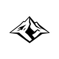 Bold Black and White Mountain in Diamond Shape with Contrasting Light and Shadow, Minimalist vector