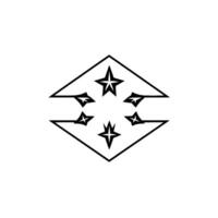 Geometric Black and White Emblem with Five Stars Minimalist for Branding and Logos, Flat , Symmetry. vector