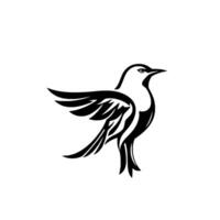 Bold, Minimalist Black and White of a Bird in Profile, Wings Outstretched, Clean Lines on White Background. vector