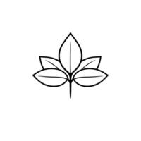 Minimalist Black and White Illustration of a Simple Plant with Five Leaves, Nature Inspired . vector