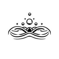 Minimalist Black and White Artistic depiction of stylized waves and bubbles, creating a sense of serenity and cleanliness. vector